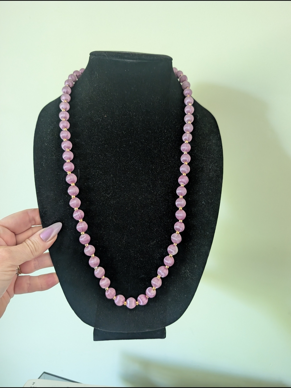 Classic Pink Satin Beaded Necklace